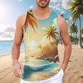 thumbnail image 3 of Beach Tank Top Men Lightweight Breathable Coconut Tree Graphic Sleeveless Shirt Casual Hawaii Vacation Shirts, 3 of 6