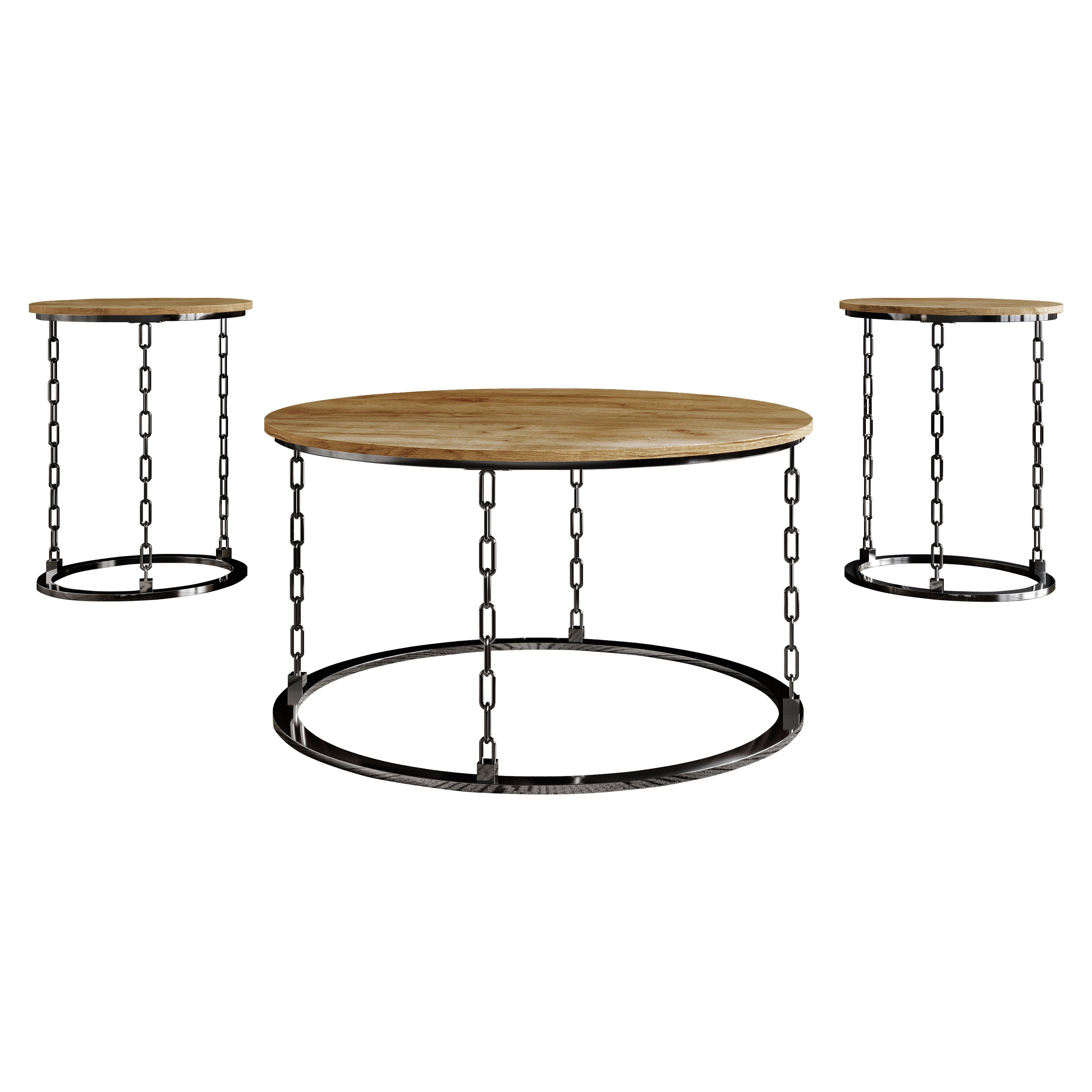 Castle Place Classic 3 Piece Coffee Table Set, Light Oak