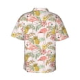 thumbnail image 4 of Xecao Tropical Pink Flamingo Pineapple print Hawaiian shirt - a stylish short-sleeve button-down for men, perfect for casual beach and tropical outings., 4 of 9