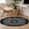 thumbnail image 4 of Round Rugs 3Ft, Black Boho Round Area Rug Washable Indoor Throw Carpet, Retro Farmhouse Neutral Abstract Geometric Small Non Slip Circle Rug for Bedroom Living Room Home Decor Aesthetic, 4 of 8
