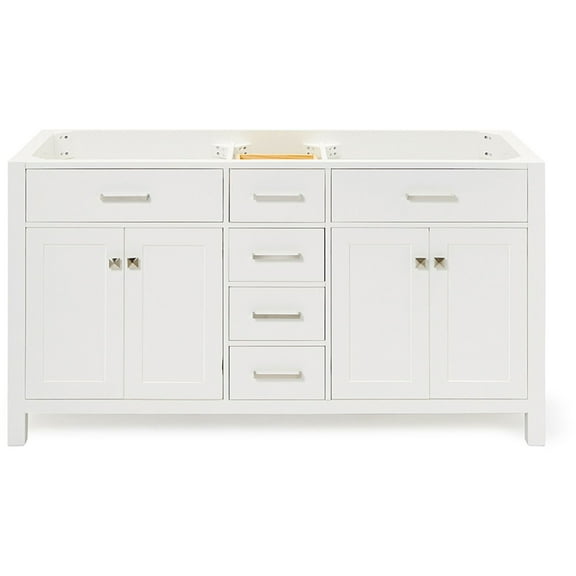 Ariel H060D-BC-WHT Bristol 60" Double Free Standing Vanity Cabinet Only - White