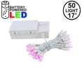 thumbnail image 6 of Novelty Lights 50 Light LED Battery Operated Christmas Mini Light Set, Pink, White Wire, 18' Long, 6 of 6