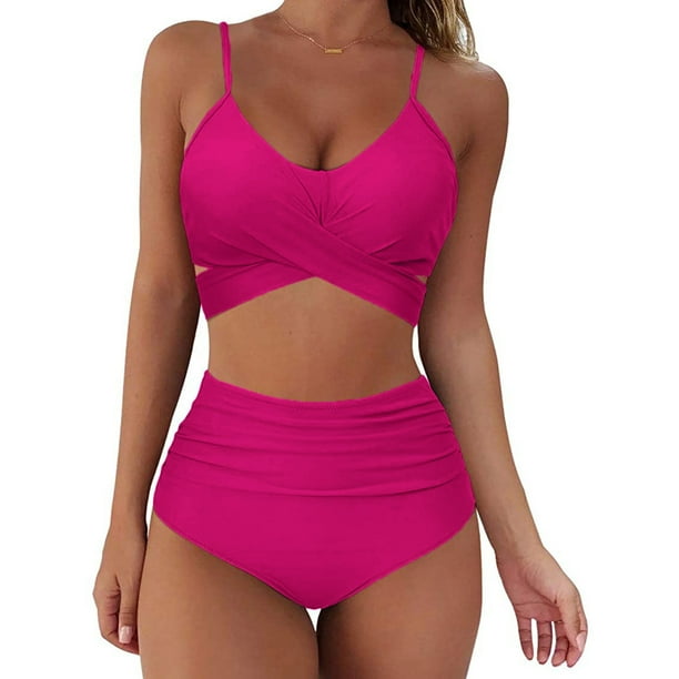 Follure Clothing Women Sexy Soild Print Bikini Set Push Up Bathing Swimwear High Waist Swimsuit Walmart Com Walmart Com