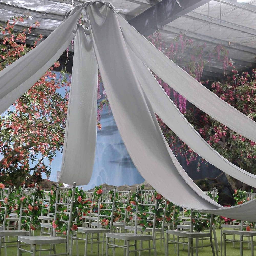 AK TRADING CO. 120" Wide (10Ft Wide) Voile Ceiling Drapes Sheer Curtain Panels with 4" Pocket for Wedding Venues, Banquet Halls, Corporate Events & Photobooth - Silver, 10 ft x 20 ft