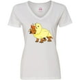 thumbnail image 3 of Inktastic Easter Duck Triceratops Women's V-Neck T-Shirt, 3 of 5