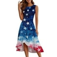 thumbnail image 3 of 4Th Of July Outfits For Women, Dress Casual Cotton Sleeveless Round Neck American Flag Ruffle Flowy Long Tank Formal Dresses Women 2025 Maternity Baby Shower Clothes Dresses (L, Blue) ZMTing, 3 of 4