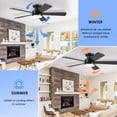 thumbnail image 5 of PHORUS 46" Modern Flush Mount Ceiling Fan with Light,Black Low-Profile Design, 5 Reversible Blades, Quiet Motor with 6 Speeds, 3-Tone LED Lighting, Indoor & Covered Outdoor, 5 of 7
