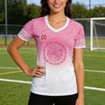 thumbnail image 4 of Italy Shirt for Women Soccer Short Sleeve Shirts Italy Contrast Binding V Neck Plus Tee Tops, 4 of 5