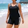 thumbnail image 2 of BODOAO Women's 2 Piece Tankini Swimsuit, Floral Print Athletic Racerback Tank Top and Boy Shorts, Stretchy Quick Dry Bathing Suit for Beachwear Swimwear Outfit White 4XL, 2 of 9