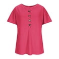thumbnail image 5 of DISKEBUISS Women's Crew Neck Tops - Fashion Half Button Short Sleeve Blouse for Everyday Casual Comfort Clothing, 5 of 7