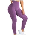 thumbnail image 1 of Gibobby Pantalones de Casuales Pantalones de color de nieve sin costuras para mujer Pantalones de yoga sin costuras Jacquard Pantalones recortados de fitness Yoga(Morado， S), 1 of 4