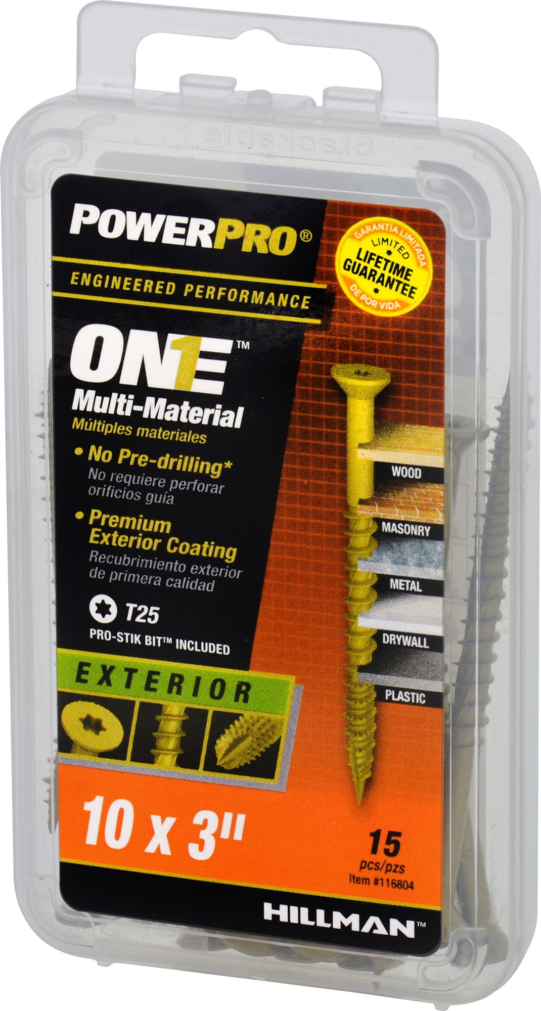 (3 pack) Power Pro Exterior Multi-Material Screws, #10 x 3", Steel, Epoxy, Bronze, 15 pack