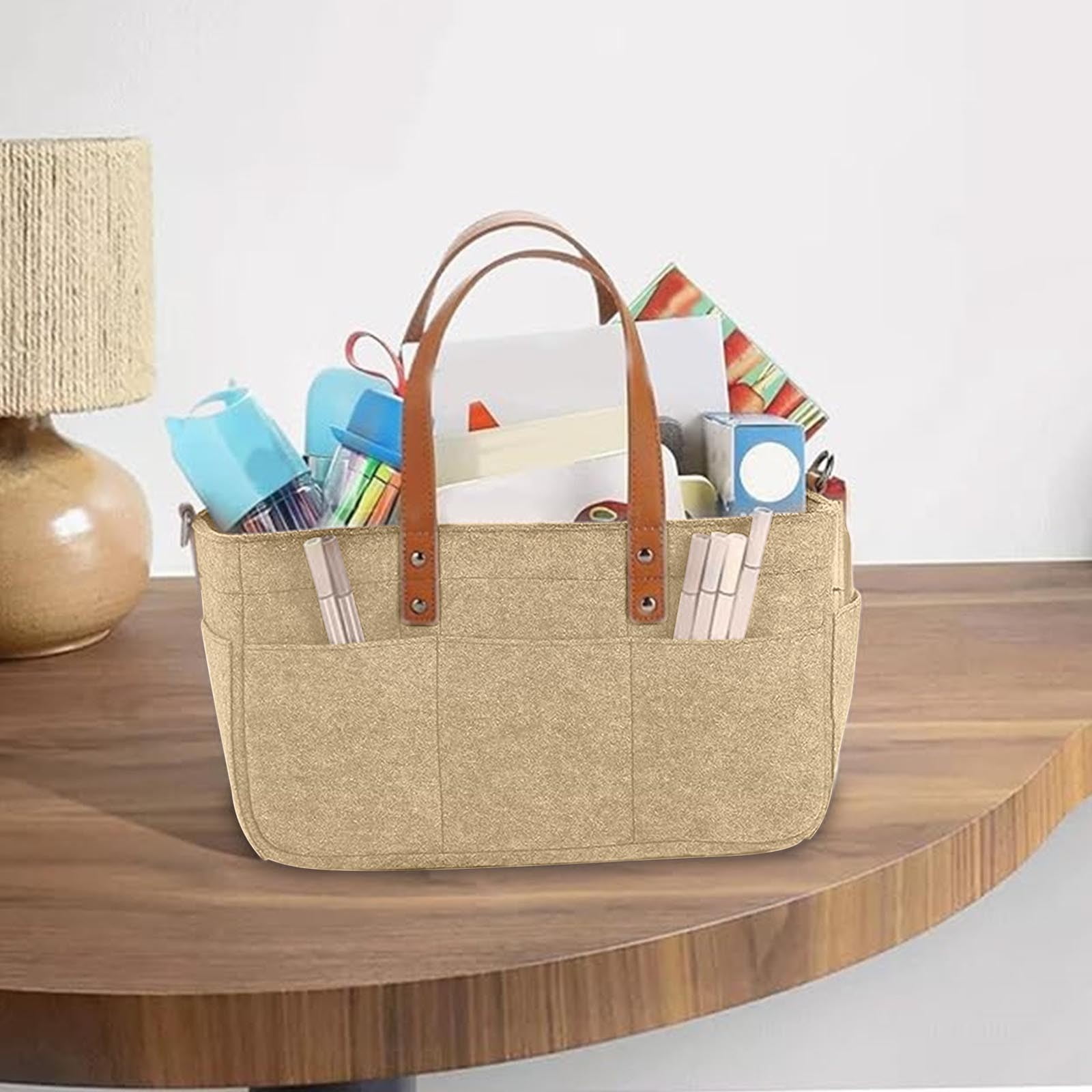 ddioayh 1PC Felt Diaper Bag Large Capacity, Water-Resistant Fabric with Multiple Compartments & Adjustable Strap, Lightweight Organizer for Travel, Outdoor Activities, and Home Storage Essentials