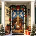 thumbnail image 4 of Nativity Scene Theme Christmas Door Cover 71x35 In, Privacy Door Window Curtains Holiday Door Banners for Front Door, Hanging Porch Banner Sign Photo Background for Indoor Outdoor Party Decoration, 4 of 5