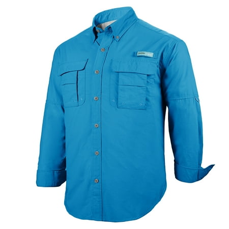Tuna Men s Fishing UPF 50+ Sun Protection Anti-Static Waterproof Breathable Quickly Dry Hiking Long Sleeve Shirts Vivid Blue 13 3X-Large