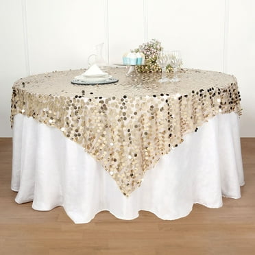 Efavormart 72" Premium Big Payette Sequin Overlay For Wedding Banquet Catering Party Table Decorations-Champagne