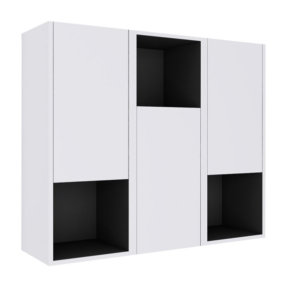 12" Bathroom Storage Cabinet with 3 Soft-Close Doors, Floating Wall-Mounted Design, Space-Saving KD Assembly for Compact Bathrooms (12x3 Inch)