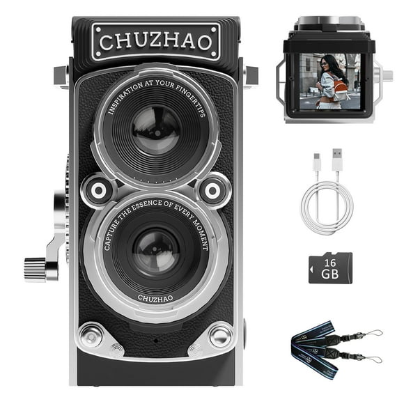 Cámara digital CHUZHAO Vintage Mini 12MP 1080P 16GB Negra