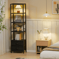 thumbnail image 6 of Satifur 5-Tier 65" H Bookshelf and Bookcase with 2 Removable Drawers, Narrow Display Shelf for Living Room, Black Oak, 6 of 8