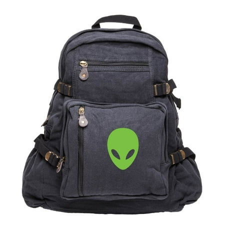 Sci-Fi Alien Head Army Sport Heavyweight Canvas Backpack