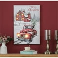 thumbnail image 2 of LuxenHome Merry Christmas Red Truck Winter Scene Lighted Canvas Print, 2 of 10