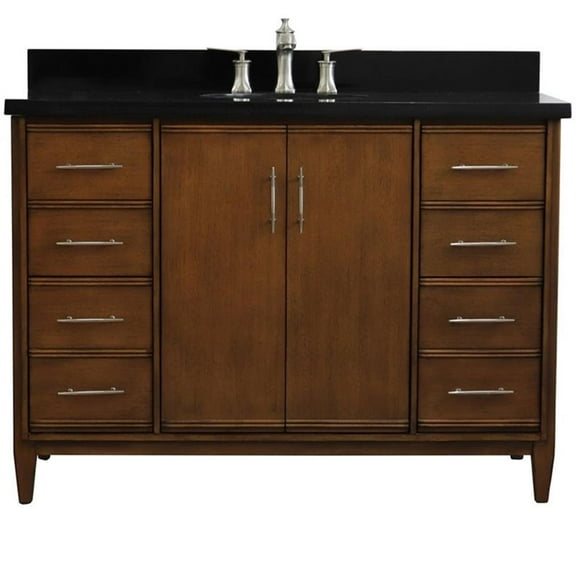 MCM 49" Single Oval Sink Solid Wood Vanity in Walnut/Black Galaxy