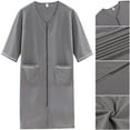 thumbnail image 3 of Women‘s Zipper Front Housecoat Short Sleeve Robe Lightweight Bathrobes with Pocket, 3 of 5