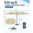 thumbnail image 3 of Gaderth Patio Umbrella With Solar Lights,15FT Rectangular Patio Umbrella With Base Included,Market Umbrella With Crank Handle,UV Protection Outdoor Umbrella For Poolside Lawn Backyard, 3 of 8