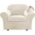 thumbnail image 1 of Modern Velvet Plush 4 Piece High Stretch Sofa Slipcover Furniture Protector Form Fit Luxury Thick Sofa Cover, Machine Washable, 1 of 6