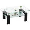 thumbnail image 1 of BJSN Clear Glass Coffee Table Metal Tube Center Table for Livingroom (All-Black), 1 of 8