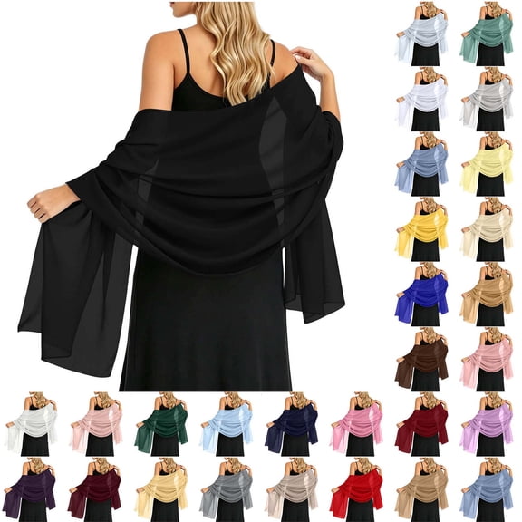 Women Sheer Chiffon Shawl Wrap Lightweight Scarf Elegant Evening Cover Up Soft Breathable Long Scarf for Dress Formal Party Wedding Beach Sunscreen Wrap Fashion Accessory Gift Idea