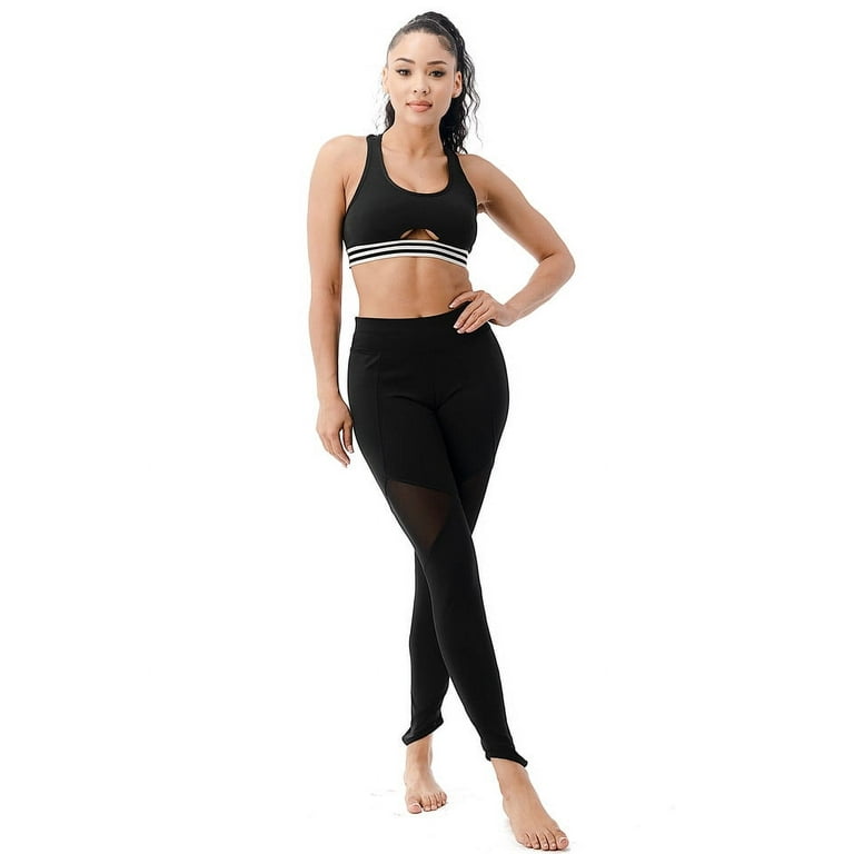 Women's Sports Bra Gym Sportswear Workout Yoga Activewear Tops Black White  Striped Small