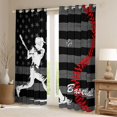 thumbnail image 2 of Homewish Cartoon Baseball Print Blackout Curtains Set of 2 (52x84 Each) for Kids, Ball Sports Athlete Window Curtains, Vintage US Flag Curtains and Drapes, Blackout Curtains Room Decor, 2 of 6