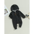 thumbnail image 3 of Bagilaanoe Newborn Baby Girl Boys Fall Hooded Jumpsuits Solid Color Long Sleeve Bodysuit 3M 6M 12M Infant Zip Up One Piece Romper, 3 of 8