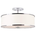 thumbnail image 1 of Kira Home Chloe 15" Retro Modern 3-Light Semi-Flush Mount Ceiling Light + White Drum Shade, LED Compatible, Round Tempered Glass Diffuser, Chrome Trim Finish, 1 of 5
