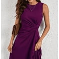 thumbnail image 4 of Women's Summer Dresses Sleeveless Ruched Waist A Line High Low Midi Cocktail Dress, 4 of 7