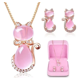 thumbnail image 1 of Juego de Collar y Aretes Malubero Mujer Dije de Gato Cristal Malu1687, 1 of 3