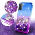 thumbnail image 3 of For Samsung Galaxy S21 Plus/S21+ Case w/ TPU Screen Protector Liquid Quicksand Glitter Cute Bling Girls Women [Shock Proof] for Galaxy S21 Plus/S21+ - Purple/Blue, 3 of 5