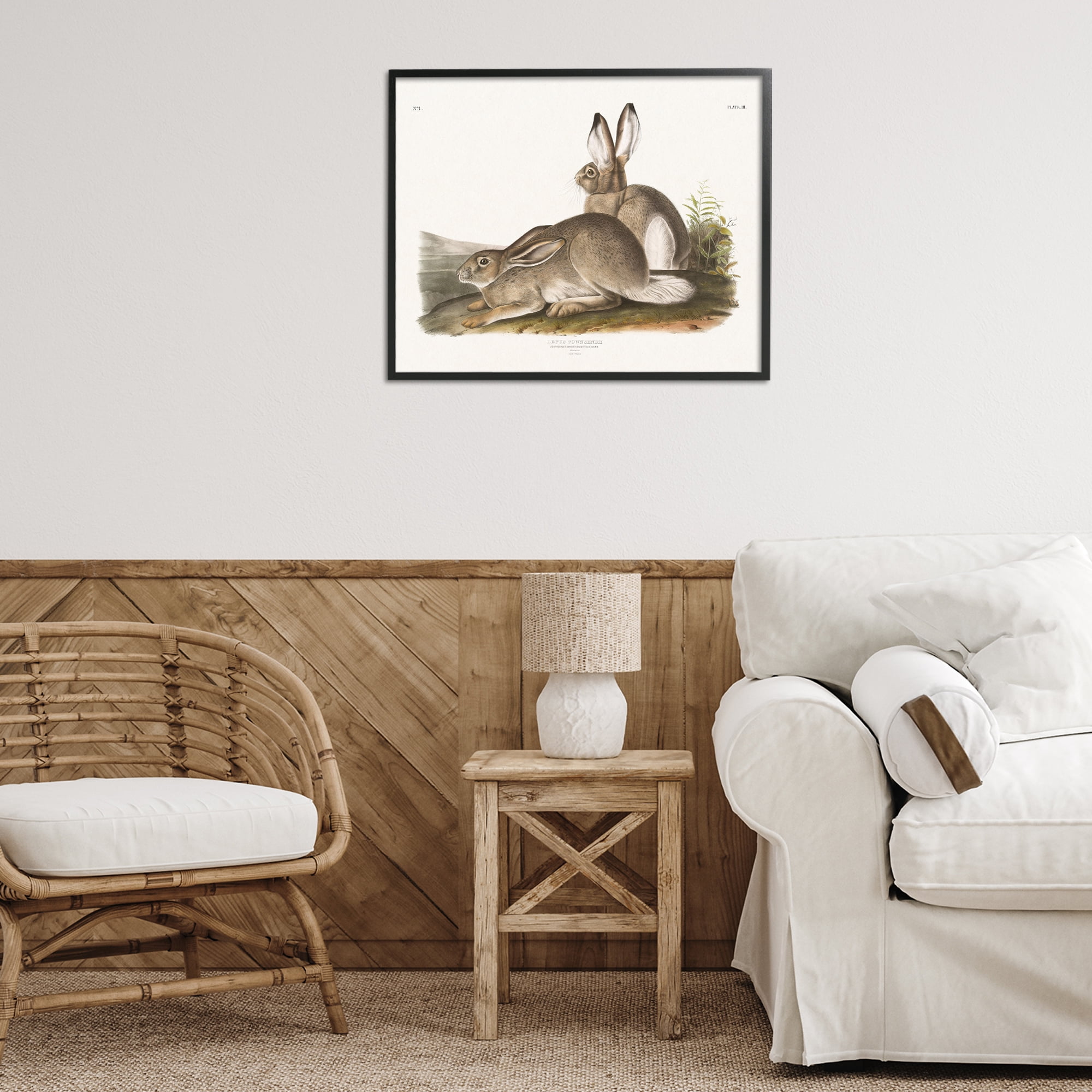 Stupell Industries Traditional Cottage Hare Animals & Insects Painting Black Framed Art Print Wall Art, 30 x 24