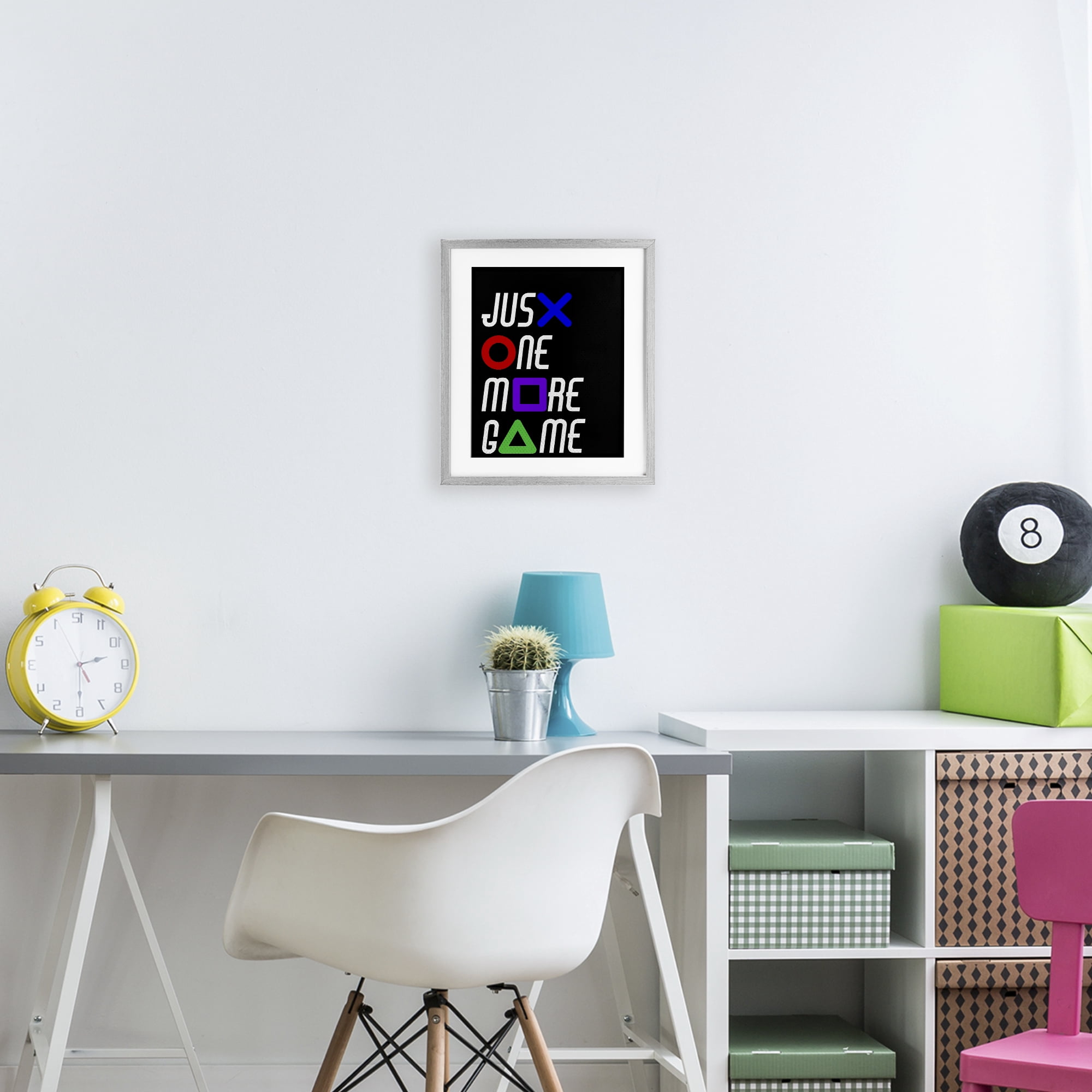 One More Game with Symbols Gray Framed Print Under Glass, design by Kim Allen