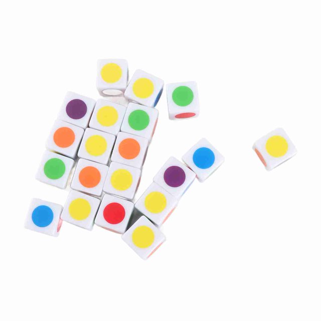 6 20pcs Color Dot Dice 6 Color Dice de Enseñanza de Ángulo Recto para Juegos de Mesa Enseñanza digital