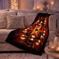 thumbnail image 6 of Overhead drum cymbal mandala black red gold Flannel Blanket for bedroom music room studio living room drummer Home Decor explosive rhythm art Gift for musicians, 6 of 9