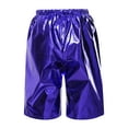 thumbnail image 2 of Xnihocha Kids Shiny Metallic Dance Shorts Rave Disco Booty Shorts Girls Boys Hip Hop Dancing Short Blue 150, 2 of 7