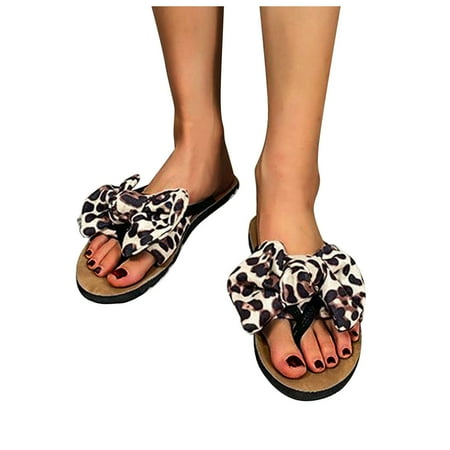 

A1 new home gifts for home Large Size Sandals Women s Summer Bow Casual Clip Toe Flip Flop Flat Heel Beach Pu Beige