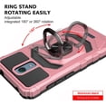 thumbnail image 4 of Spot goodsNokia C100 Case w/Tempered Glass Screen Protector Ring Car Mount Kickstand Hybrid Hard Shockproof Phone Case - Rose Gold, 4 of 7