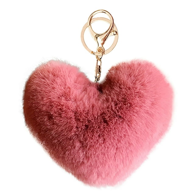 Bangcool Porte-Clés Mode Forme Cœur Pompon Pendentif Sac à Main Charme Téléphone Charme