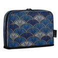 thumbnail image 2 of Standing Pencil Case with Base Large Capacity Stationery Pouch Pen Bag with Zipper for Women Men Dark Blue Fan-shaped Pattern, 2 of 7