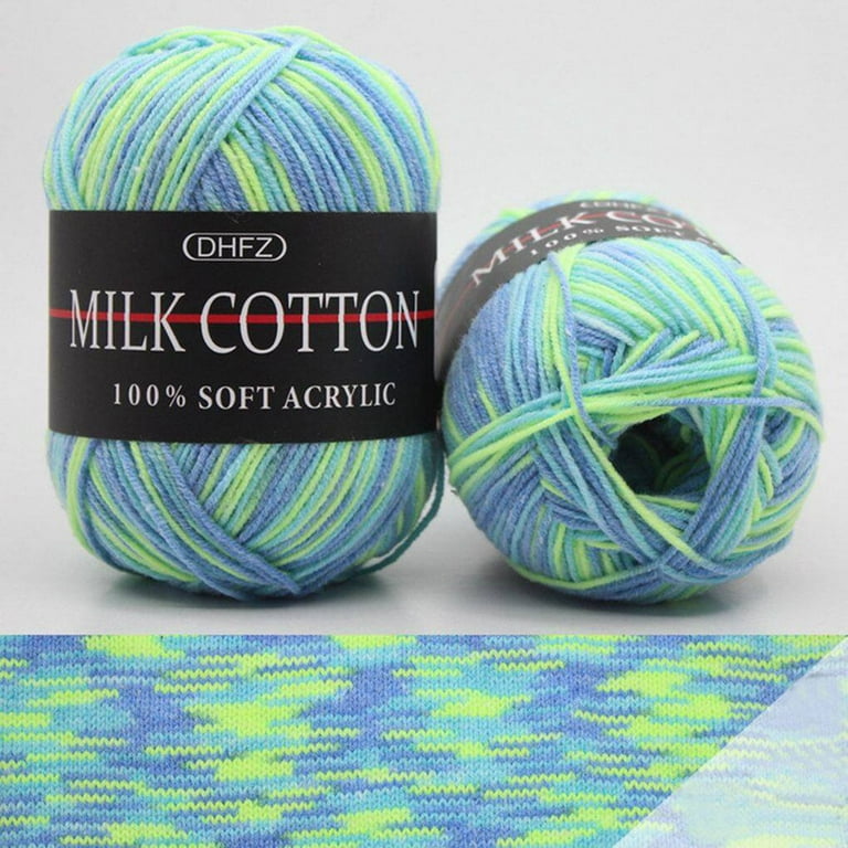 RINHOO 50g/ball Colorful 3 Ply Yarn Handmade DIY Scarf Pillow Blanket Knitting Crochet Soft Milk Cotton Yarn, Black