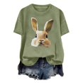 thumbnail image 4 of Tops de Cuello Alto para las Mujeres Amante Impreso Camiseta Cuello Redondo Manga Corta, Poliéster Spandex, 4 of 7