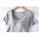 thumbnail image 4 of Pijama de mujer de modal con copa acolchada para el pecho, todo en uno, a rayas, ropa de dormir de talla grande, ropa exterior holgada, 4 of 6